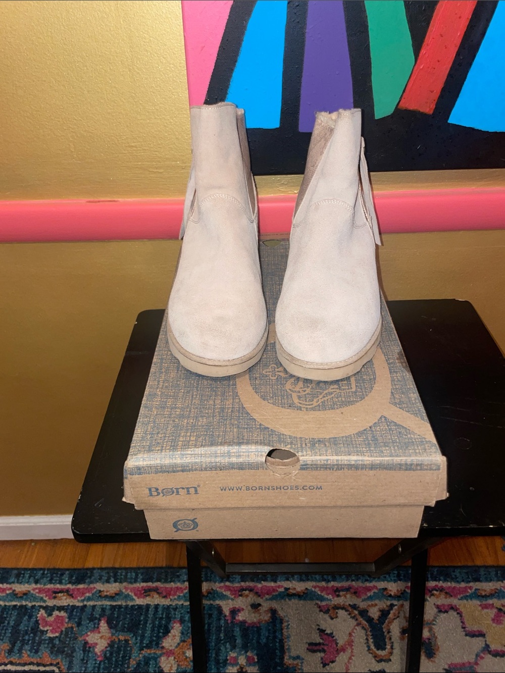 Born Women's Beige Suede Ankle Boots